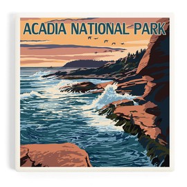 Lantern Press Acadia National Park, Maine, Mount Desert Island (Absorbent Ceramic Coaster, Single, Cork Back, Kitchen Table Decor)