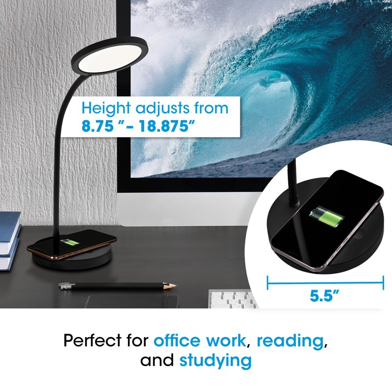 OttLite Good Housekeeping Circular LED Desk Lamp with Wireless Charging