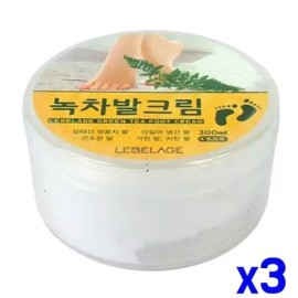 JNJ [재이앤재이 주식회사]영양보습 녹차발크림 300ml x3개 풋테라피 발관리 (10941 JJ Cosmetics Green Tea Foot Butter Cream 300ml x3 Foot Therapy Care [Single-color/Green Tea Whitening Cream 300ml x 3 pieces]