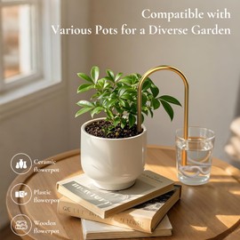 Jinnee Yard，The Intelligent Plant Self-Watering Devices Made of Brass and Cotton，Indoor Plant Watering Devices，Vacation Plant Waterer (Matte Finish)