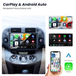 Android Radio for Toyota RAV4 2007-2012: 10 Inch Touch Screen Car Stereo with Wireless Carplay&Android Auto 5GWiFi GPS Bluetooth FM RDS Audio Backup Camera SWC