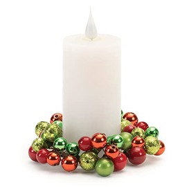 Melrose Ornament Candle Ring, Christmas, 4.5" D, Foam and Wire, Fits a 2" Candle