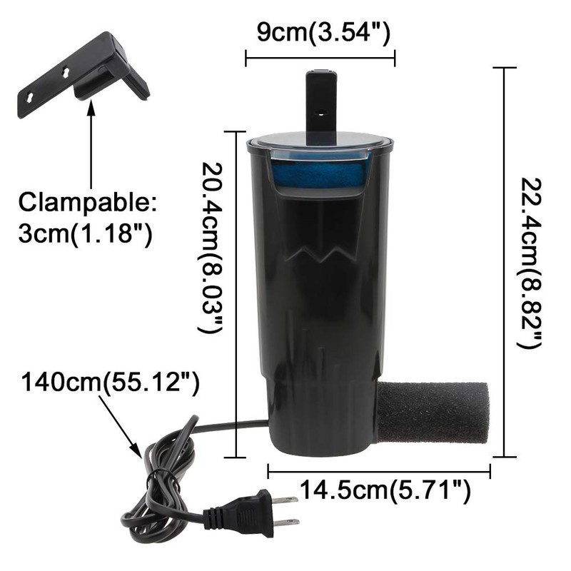 Senzeal Aquarium Turtle Filter Quiet Low Water Level Filter Pump