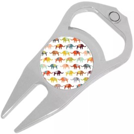 NewCharms Colorful Elephants Golf Ball Marker Divot Repair Tool Bottle Opener