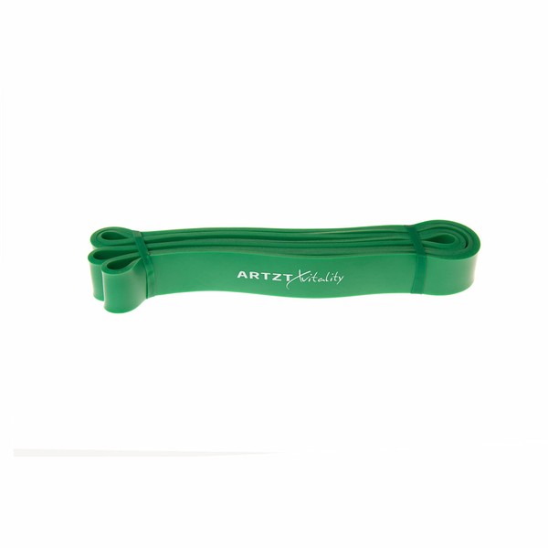 ARTZT vitality Theraband Power Band Fitness Band Made of Easy-Care Latex Exercise Band for Training Strength, Back, Abdomen, Arms and Shoulders, Green, Heavy, 104 cm