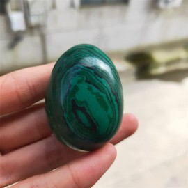 XUQULI Gemstones for Decoration 1PC Malachite Egg Shaped Stone Raw Minerale Color Gemstone Spiritual Decoration Collection Healing Furnishing Articles Aura Chakra Crystal (Size : 2pcs)