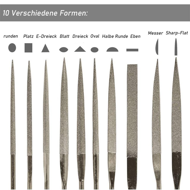 Mesee Mini Diamond Files Set, 10 Pieces Titanium-Coated Diamond Needle