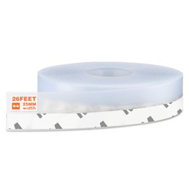 26 Feet Silicone Seal Strip,Door Weather Stripping Door Seal Strip Window Seal Silicone Sealing Tape for Door Draft Stopper Adhesive Tape for Doors Windows and Shower Glass Gaps (White, 25MM)