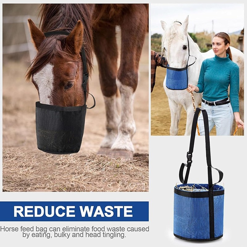 Comfort Breathable Horse Feed Bag, Mesh Feed Bucket, Mesh Designed