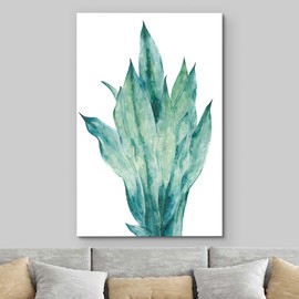 B2T Canvas Print Wall Art Watercolor Pastel Snake Plant Succulent Nature Wilderness Illustrations Modern Art Decorative Floral Botanical Minimalism Relax for Living Room, Bedroom, Office - 12"x18"
