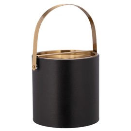 Kraftware 3qt Brushed Gold Arch Handle & Bridge Cover: Black Santa Barbara 3 quart Ice Bucket, Small