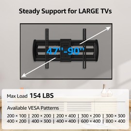 MOUNTUP TV Wall Mount Full Motion for Most 47"-90" Flat/Curved TVs, Swivel Tilt TV Mount for 65 70 75 80 82 85 inch TVs, TV Bracket for Max 24 inches Studs, Up to 154lbs, Max VESA 800x400 MU0015