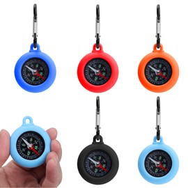 RISIPU 5 Stück Multifunktions-Kompass Schlüsselanhänger mit Karabinerhaken - Leicht, Robust and Vielseitig für Outdoor-Aktivitäten, Camping, Wandern - Kompass, Kompass Outdoor, Kompass für Wandern