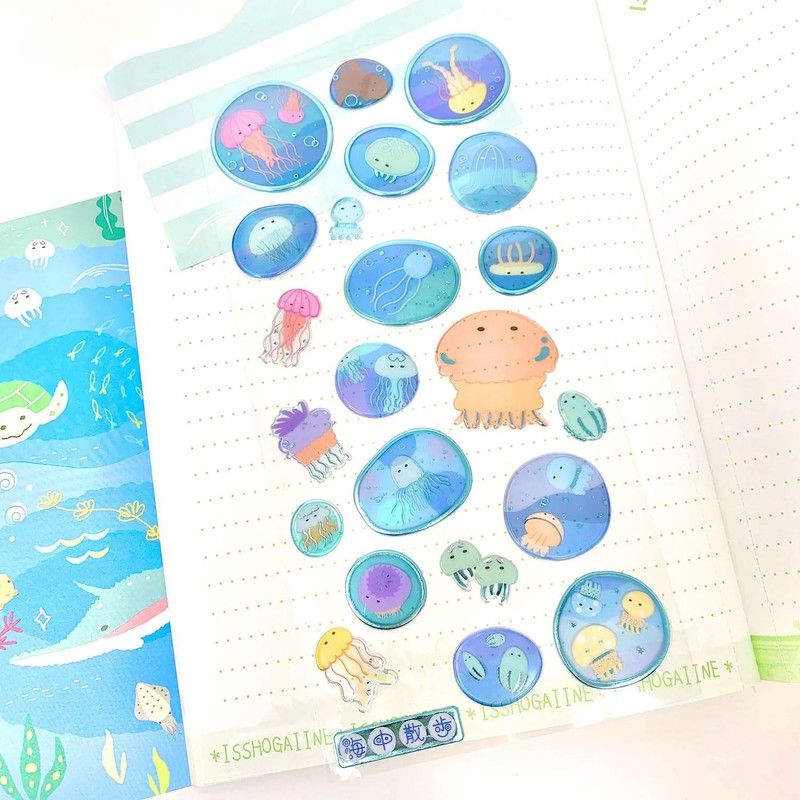 Underwater Walking Twinkle Series Stickers, Cute, Sparkle, Cute, Animals, Fish,