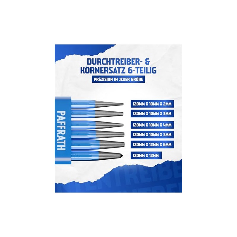 Paffrath 6-Piece Punch and Grit Set - Precision Ground Tips