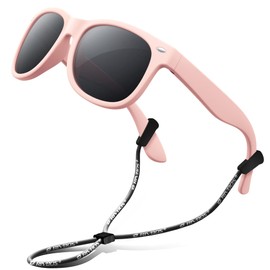 RIVBOS RBK004 Kids' Sunglasses, Polarized Lenses, Rubber Frame, UV Protection, Shallow Pink