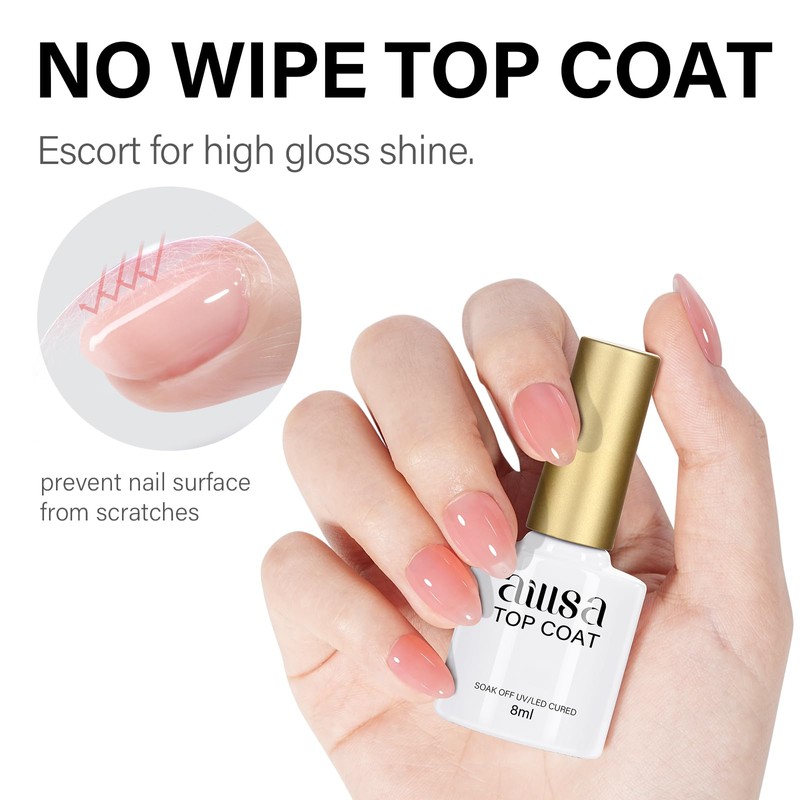 AILLSA Gel Nail Kit Short Almond Nail Tips 240pcs with