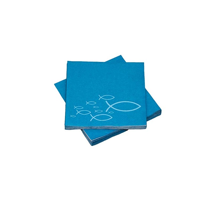 20 Napkins Fish Ichthys 33 x 33 cm Turquoise Light
