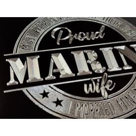 Diamond Etched Products Marine Corps Wife Diamond Etched Engraved Front Metal Car Tag License Plate Gift
