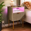 JOONEE Modern Nightstand with Charging Station and LED Lights, White