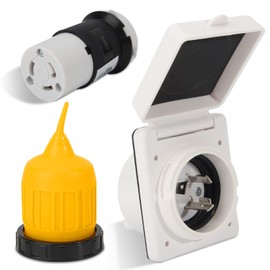 TIPHOPE 30Amp RV Power Inlet Kit,125V Power Inlet Receptacle,Female Twist Locking Connector with Weatherproof Cover Boot for RV Trailer Boat Caravan Camper Truck Yacht
