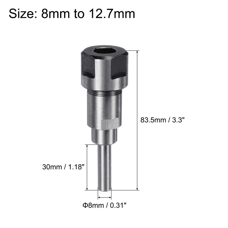 sourcing map Router Collet Extension Rod Converter Adapter 8mm to