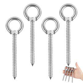 Pack of 4 Eye Bolts M8, 304 Stainless Steel Heavy Duty Eye Bolts, Long Eye Bolt M8 x 80 mm Eye Bolt for Hammocks, Awnings, Hanging Chairs, Rocking Chairs, Fixed Cable, Hanging Basket