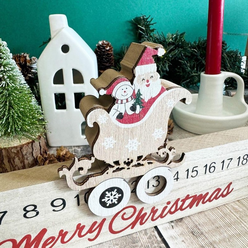 Santa Advent Countdown Slider, Wooden Christmas Countdown, Father Christmas Ruler,