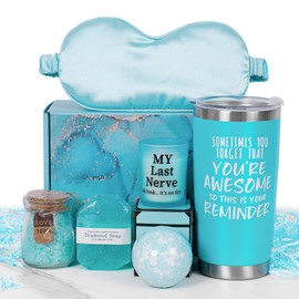 Lunluck Gifts for Women, Birthday Gifts for Women Gifts for Her Relaxing Spa Gift Basket Set, Bath and Body Care Gifts for Mum from Daughter Son Sister Pamper Gifts for Women (Blue)