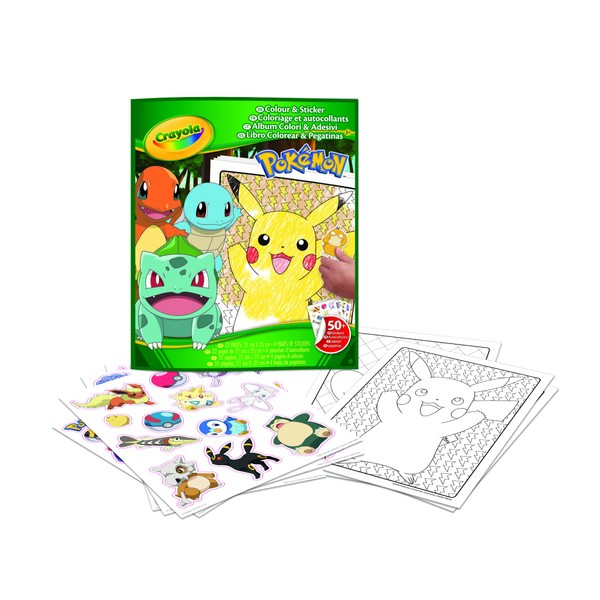 CRAYOLA - Album de Coloriage Pokémon avec Stickers, 32 Pages Amusantes et 4 Feuilles d'Autocollants, Activité Créative pour les Enfants à Partir de 3 Ans, 04-2740