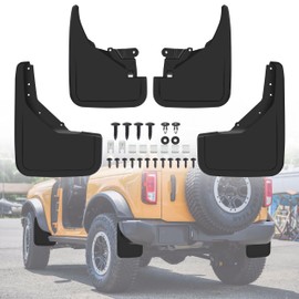 KAKABAS Mud Flaps Compatible with Ford Bronco 2021-2023 2/4 Door, Front Rear Tire Mud Guards Fender Flares,Front Rear Wheel Splash Guard Function Upgrade Accessories, Black 4PCS (Not fit Bronco Sport)