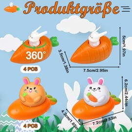 Easter Bunny, Easter Gifts Children, Pack of 8 Easter Gifts Children, Wind-Up Rabbits with Carrot, Rabbit Easter Decoration, Funny Wind-Up Toy Easter Bunny, Easter Gift for Children Boys Girls