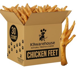 K9warehouse Chiken Feet for Dog - Dehydrated Chicken Feet Treats for Dogs - 100% Natural - High Protein - Whole Chicken Feet - Ideal for Chewing - Dental Health - Single Ingredient Chews - 30 Count