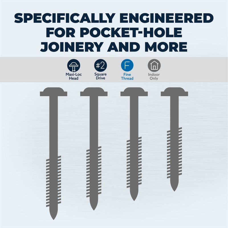 Kreg SML-F125-250 Zinc Pocket Screws, 1 1/4 Inch, #7 Fine