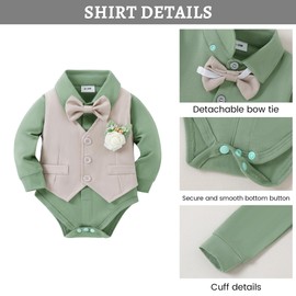 SANMIO Baby Boy Clothes Suits Infant Gentleman Outfit Collared Dress Shirt+Vest+Tie+Corsage+Pants 5Pcs Baby Suit Sets