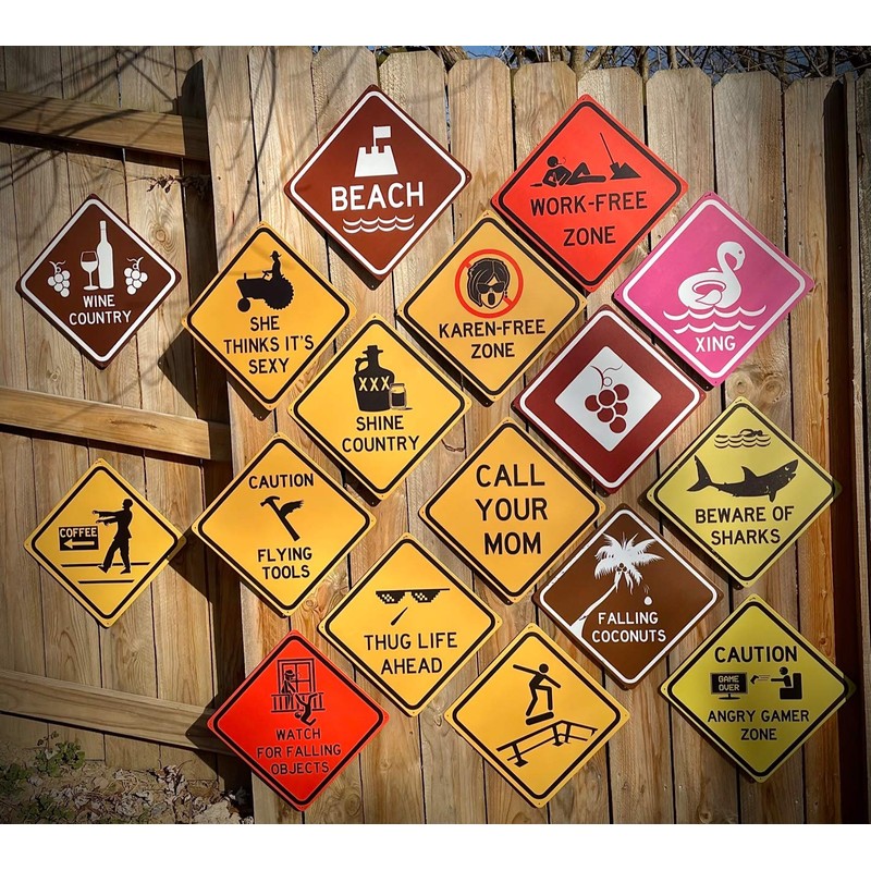 Falling Coconuts 12" x 12" Tropical Beach Tin Road Sign