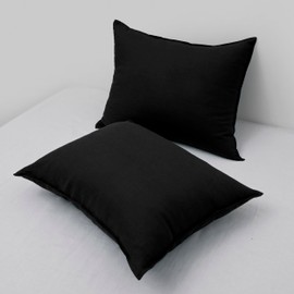 CHUFFED Linen Pillowcases 2 Pack 100% Linen Standard Pillow Cases, Breathable and Cooling Washed Pillowshams with Zipper Closure, 20x26 Inches, Black