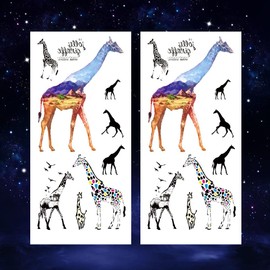 Oottati 2 Sheets Assorted Temporary Tattoo Stickers Black Wild Color Giraffe Perfect for Parties, Events and More