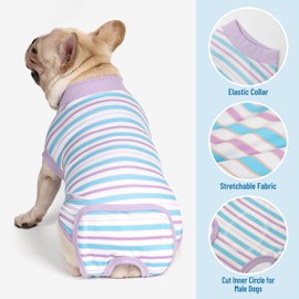 cyeollo Recovery Suit for Dogs Surgery Suit Female Spay Soft Pet Onesie Bodysuit Male Dog Neuter, Small Medium Large Dogs Surgical Recovery Shirt, Striped, M