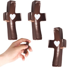 Cross My Heart, Encouragement Gift, Relieve Anxiety Comfort for Clutching, Clinging and Praying, Wooden Cross Fidget（3 Pack,White）