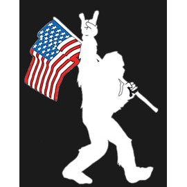 Bigfoot Rock On American Flag Vinyl Sticker Decal Sticker 5 X 3.8 inch for Cell Phone, Cars, Trucks, Motorcycles, Boats, Laptops, Tablets & Skateboard SS&Ds - 1296