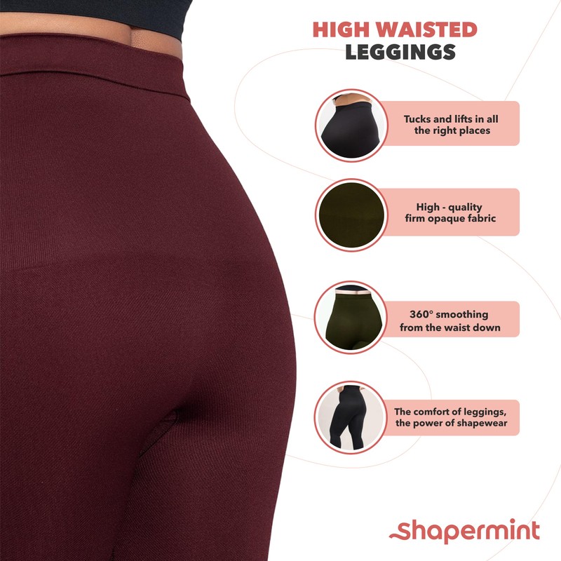 SHAPERMINT Compression Leggings for Women - Tummy Control Leggings for