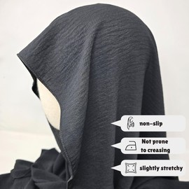 Yaqeen Premium Jazz Scarf for Women – Large 70x190 cm Hijab, Stretchy Headscarf for Muslimah, Versatile Modest Fashion Accessory (Black)