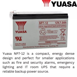 Yuasa NP7-12 12V/7Ah Sealed Lead Acid Maintenance-Free Battery for UPS, Taiwan