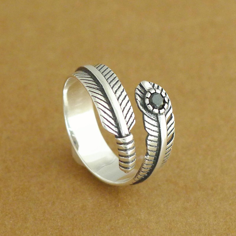 SUGARKITTEN LONDON Sterling Silver Oxidized Black CZ Feather Angel Wing