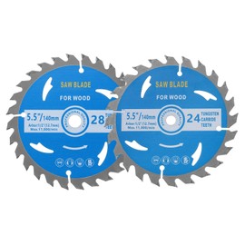 Kozelo 2pcs Circular Saw Blade - [5-1/2-inch x 24/28 Teeth x 1/2-inch Arbor] Circular Metal Cutting Blade for Woodworking Plastic Use, 0.09-inch Kerf