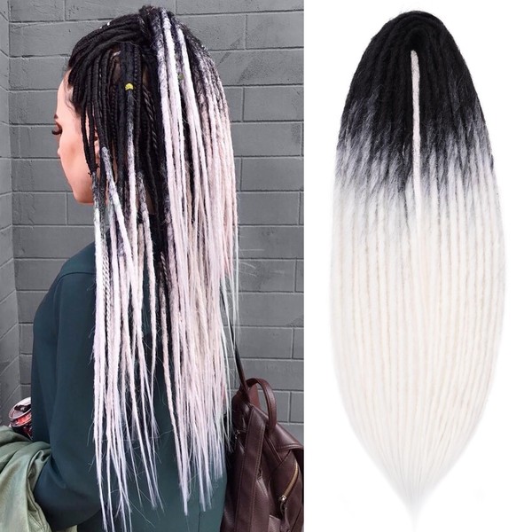 Leeven Double Ended Dreadlock Extensions 24 Inch Black to White