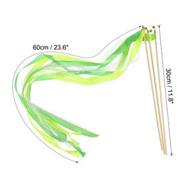 PATIKIL Ribbon Sticks Fairy Wands, 50 Pack Lace Silk Fairy Stick Wand Send Off Streamers for Wedding Party Birthday Holiday Celebration, Green/Light Green