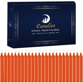 24 Pack Orange Spell Chime Candles – Premium Mini Unscented Taper Candles for Rituals, Prayer, Meditation, Altar, Spells – 4" Tall – Ideal for Witches & Spiritual Practices
