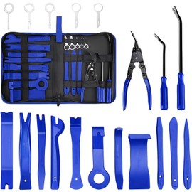 Unikstone 19 Pcs Trim Removal Tool, Auto Clip Pliers Fastener Terminal Remover Set, Plastic Pry Tool Kit for Car Panel/Dash/Door/Audio/Radio/Stereo with Storage Bag